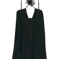 Black Flower Layered Mini Dress