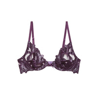Aubergine Lily Embroidery Demi Bra