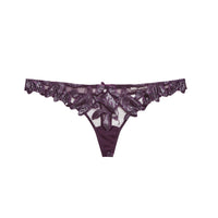 Aubergine Lily Embroidery Thong