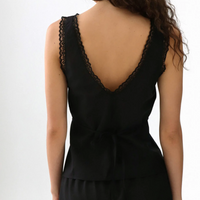 Black Cotton Voile Iris Tank