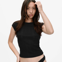 Black Pointelle Baby Tee