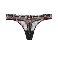 Black Rose & Vine Embroidery Thong