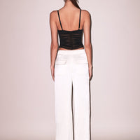 Black Ruched Mesh Built-In Bra Cami