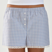 Blue Check Cotton Poplin Boxer