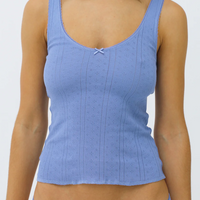 French Blue Pointelle Scoop Tank