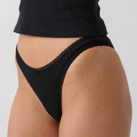 Black Pointelle High Rise Brief