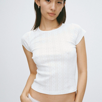 White Pointelle Baby Tee