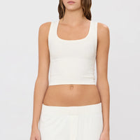 Cream Butter Rib Square Neck Tank