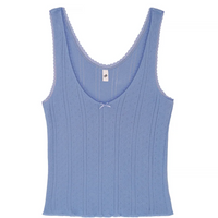 French Blue Pointelle Scoop Tank