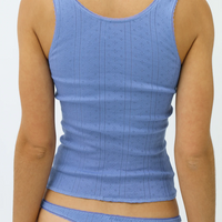 French Blue Pointelle Scoop Tank