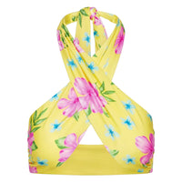 Hibiscus Lemonade Forever Wrap Satin Bikini Top