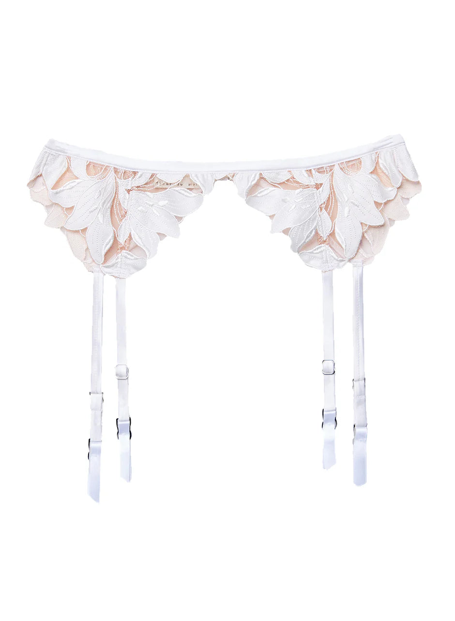 Ivory Lily Embroidery Garter Belt Elle's Ivory Lily Embroidery Garter Belt Elle's