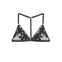 Black Lily Embroidery T-Back Triangle Bra