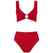 Red Nadine Bikini with Fabric Covered Hoops