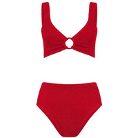 Red Nadine Bikini with Fabric Covered Hoops