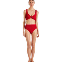 Red Nadine Bikini with Fabric Covered Hoops