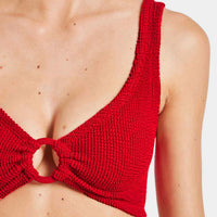 Red Nadine Bikini with Fabric Covered Hoops