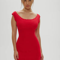 Red Rose Leila Pointelle Mini Dress