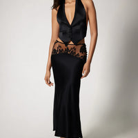 Black Sabine Lace Midi Skirt