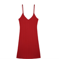 Cherry Red Pointelle Cami Slip Dress
