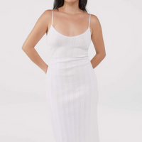 White Pointelle Midi Slip