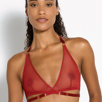 Burnt Red Signature Mesh Wrap Bra