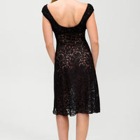 Black Tea Time Lace Midi Dress