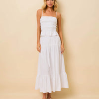 Indra Optic White Poplin Skirt