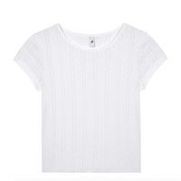 White Pointelle Baby Tee