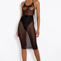 Black Zenna Mesh Pencil Skirt