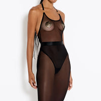 Black Zenna Mesh Pencil Skirt