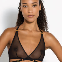 Black Signature Mesh Wrap Bra