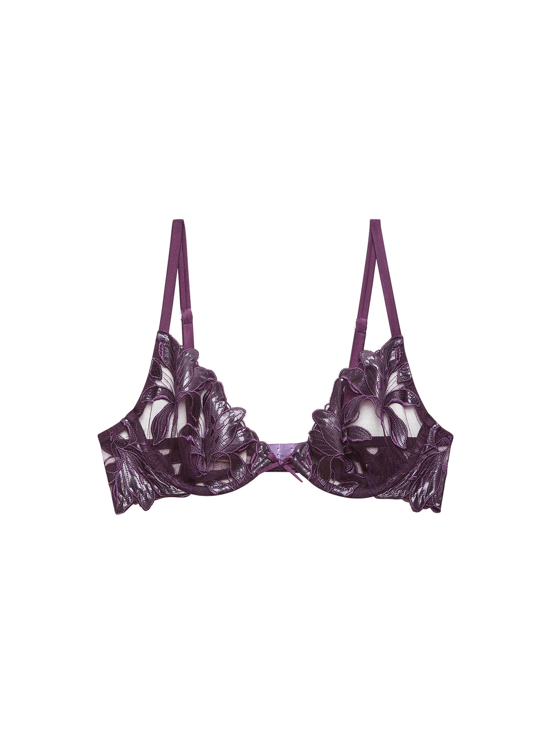 Aubergine Lily Embroidery Demi Bra