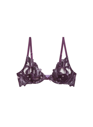 Aubergine Lily Embroidery Demi Bra