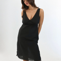 Black Cotton Voile Iris Slip Dress