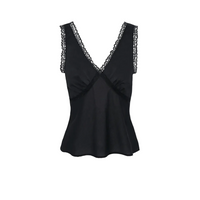 Black Cotton Voile Iris Tank
