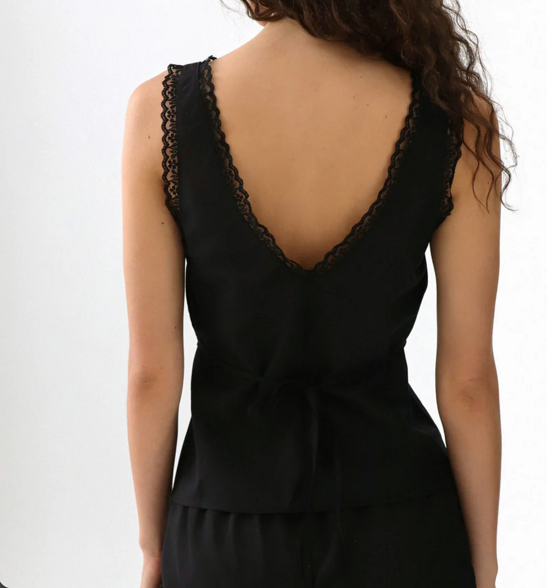 Black Cotton Voile Iris Tank