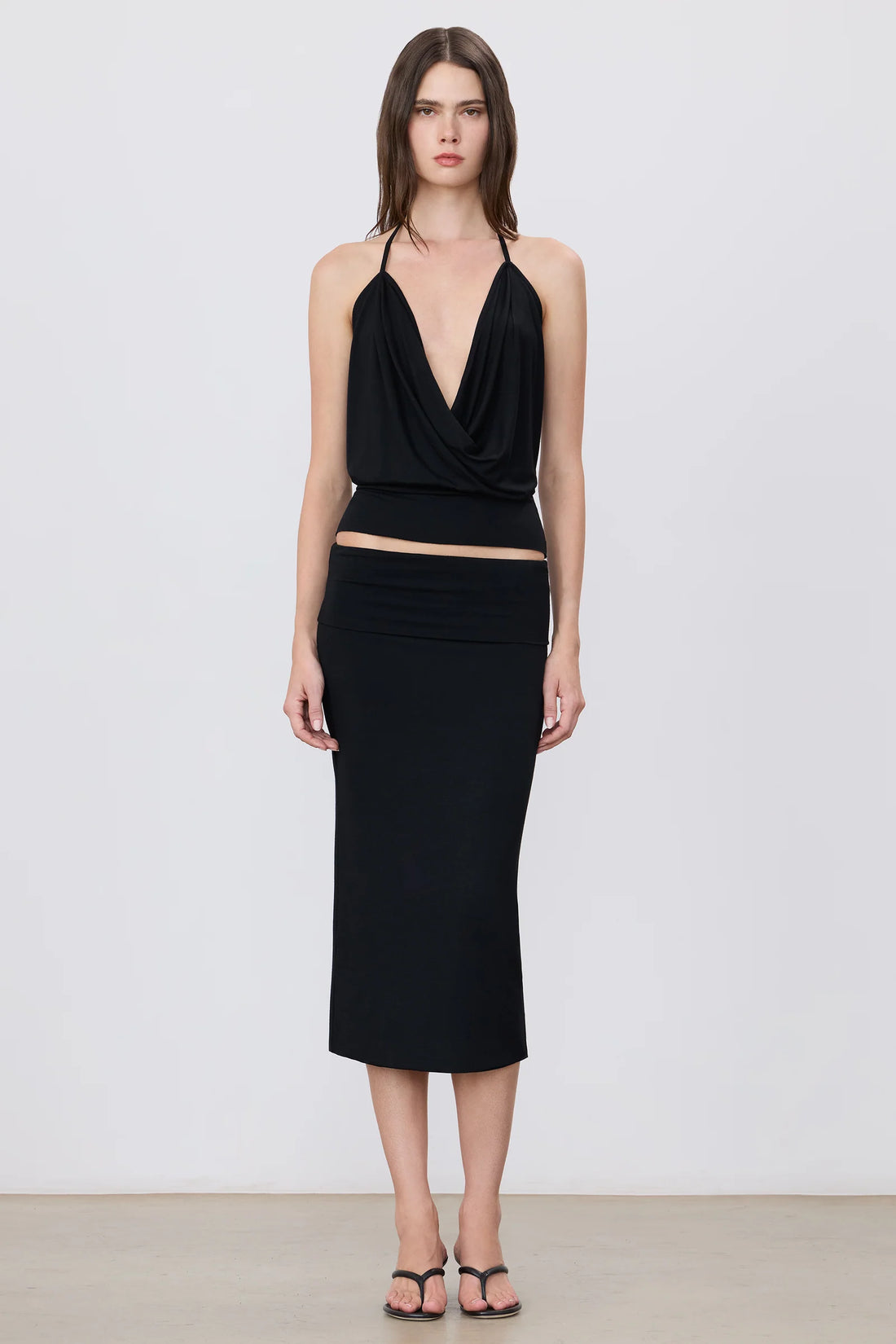 Black Elsa Midi Skirt