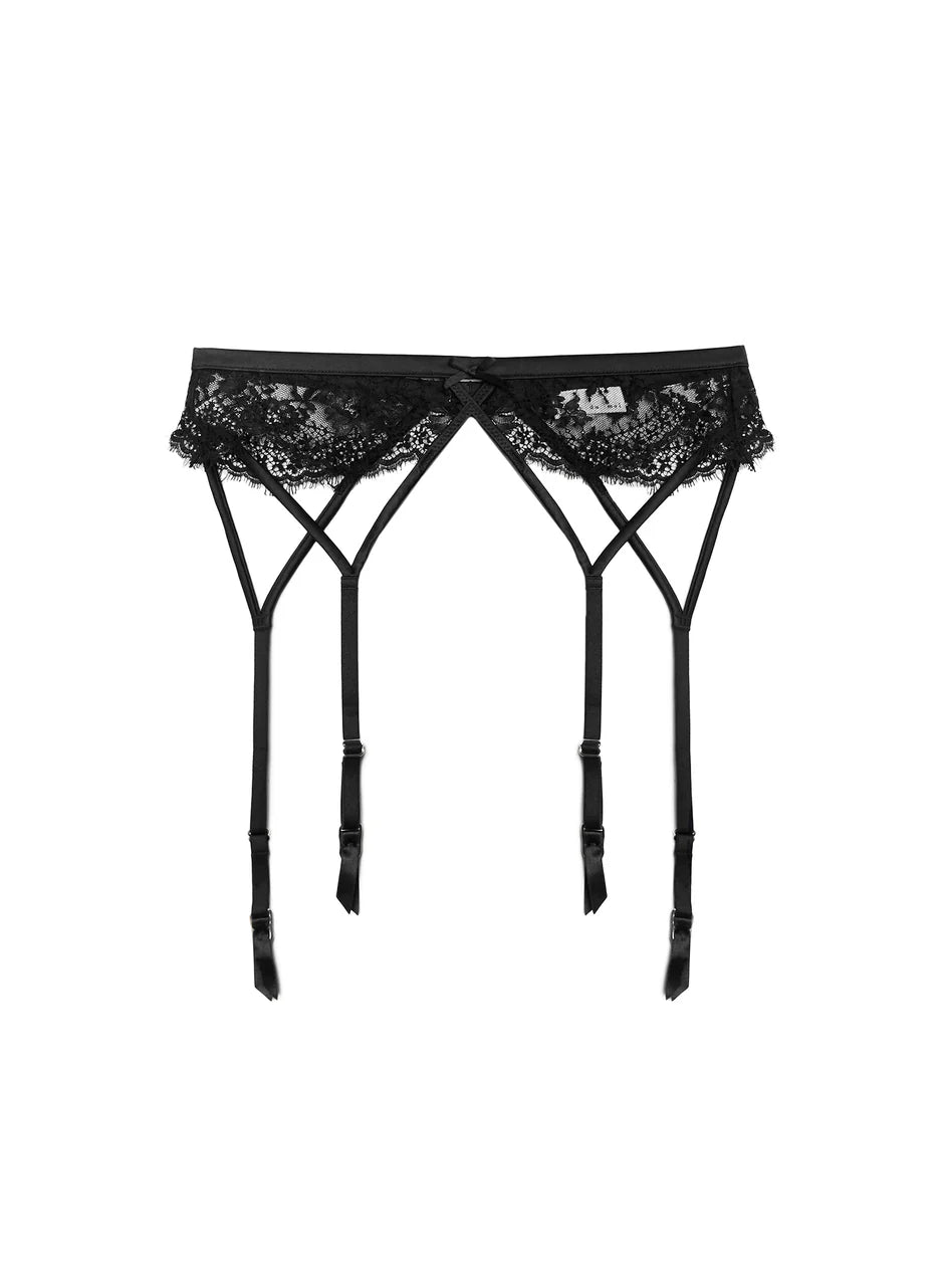 Black Frankie Lace Strappy Garter Belt