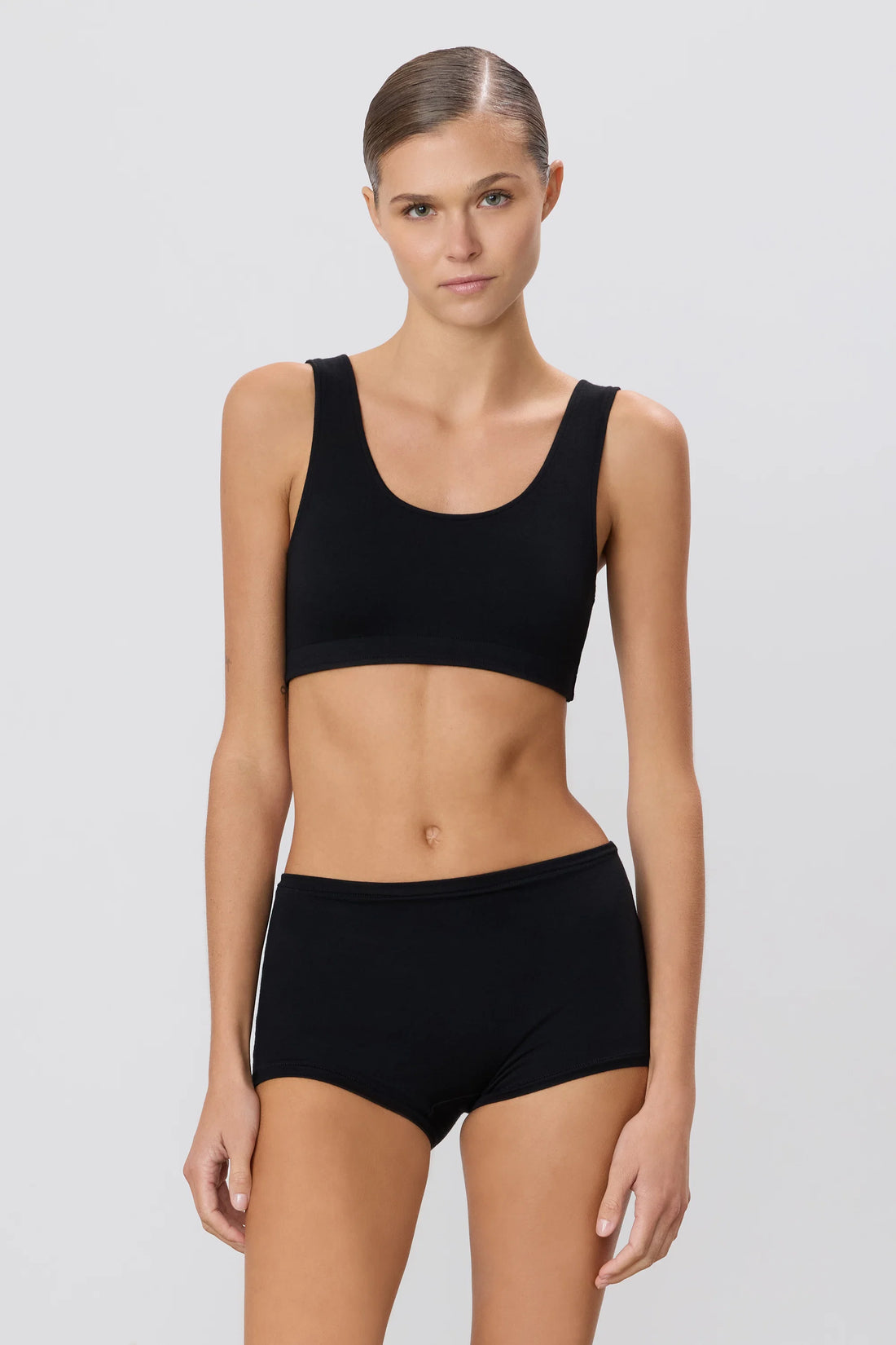 Black Soft Jersey High Waisted Boy Short