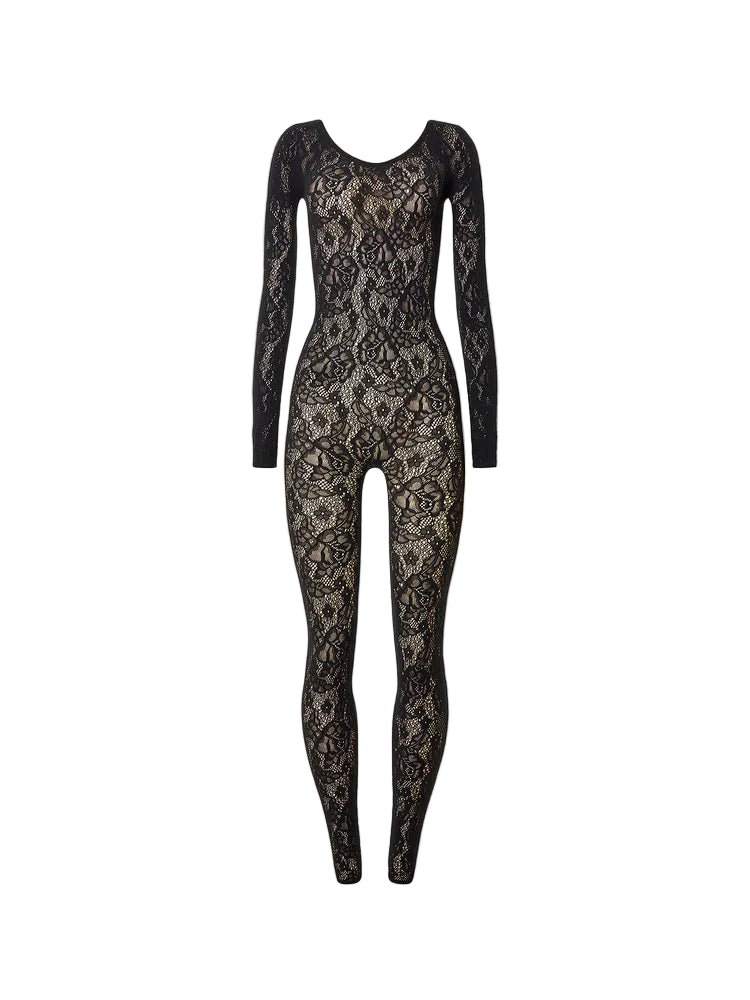 Black Infinite Rose Net Jumpsuit