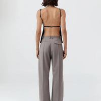 Black Leather Square Neck Top