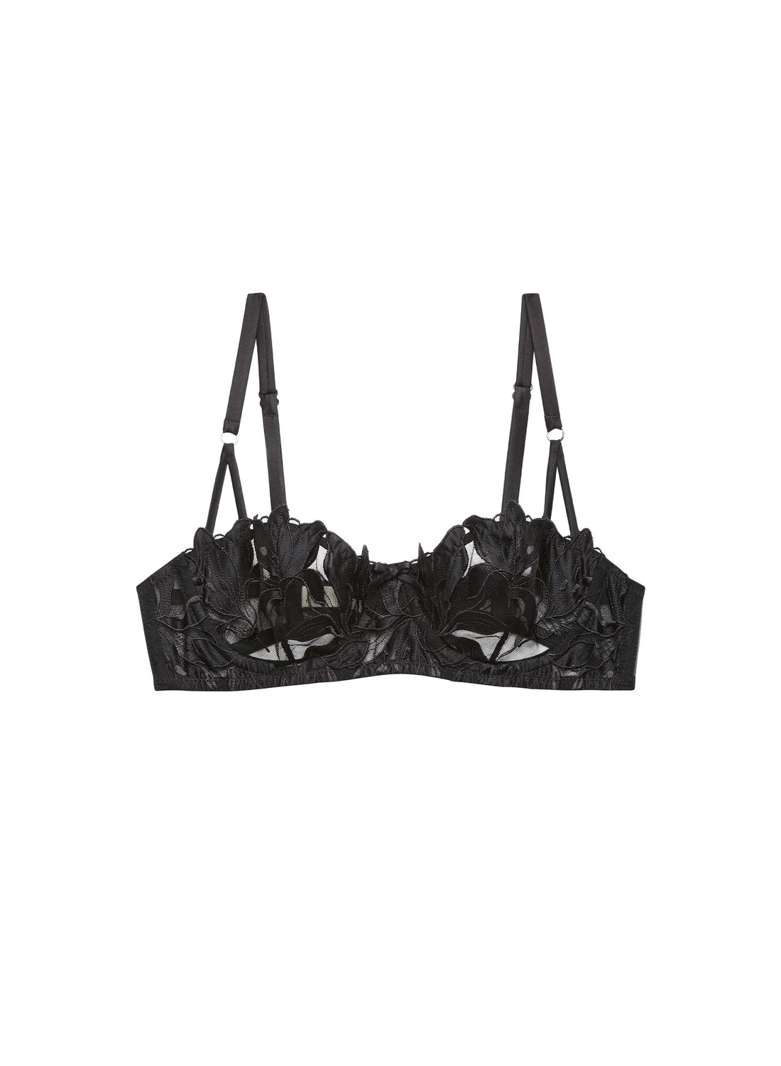 Black Lily Embroidery Balconette Bra