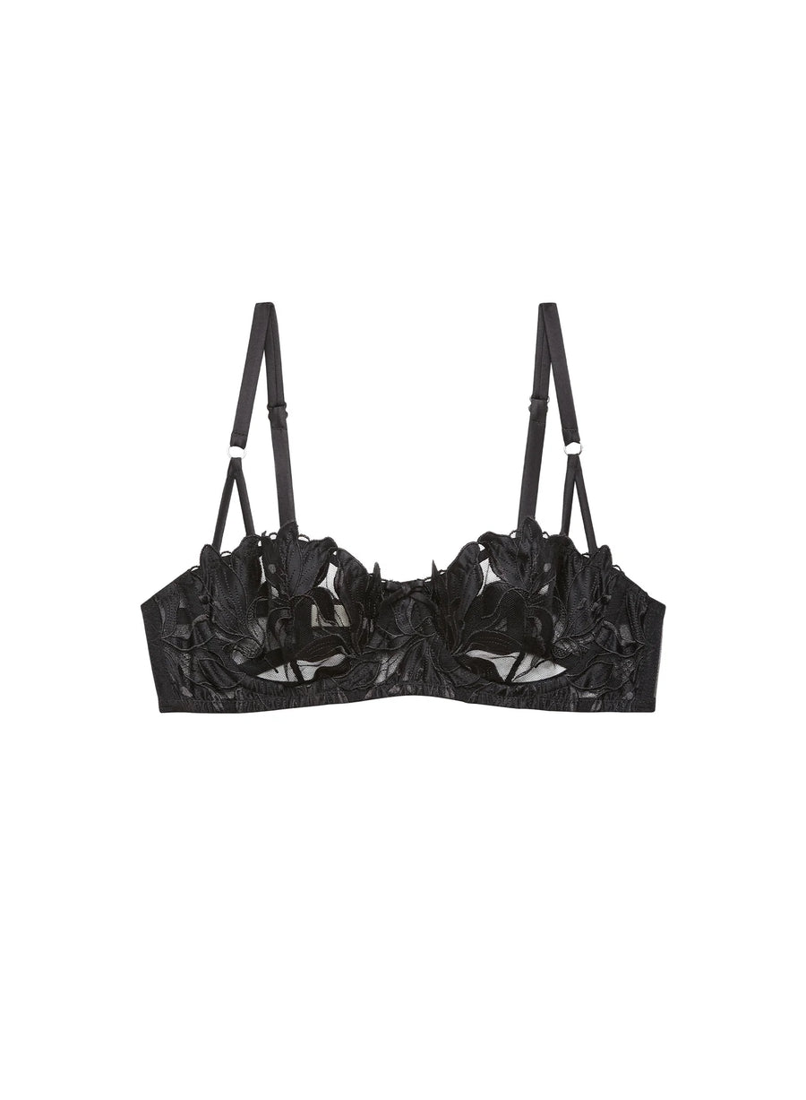 Black Lily Embroidery Balconette Bra