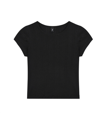 Black Pointelle Baby Tee