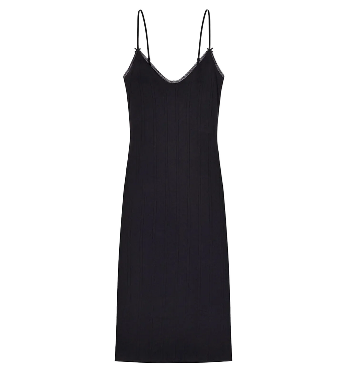 Black Pointelle Midi Slip