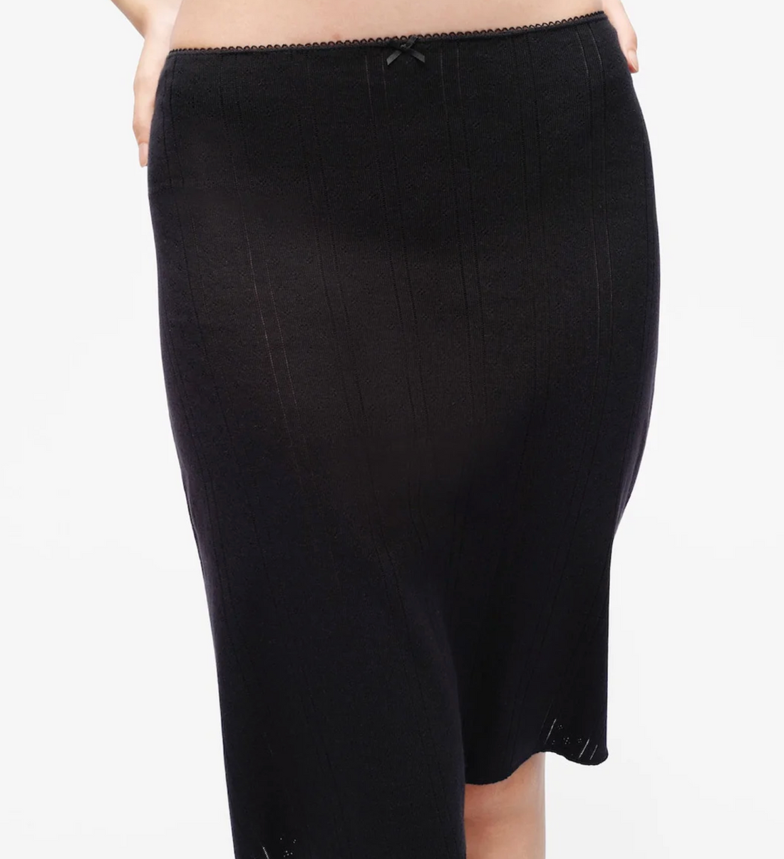 Black Pointelle Slip Skirt