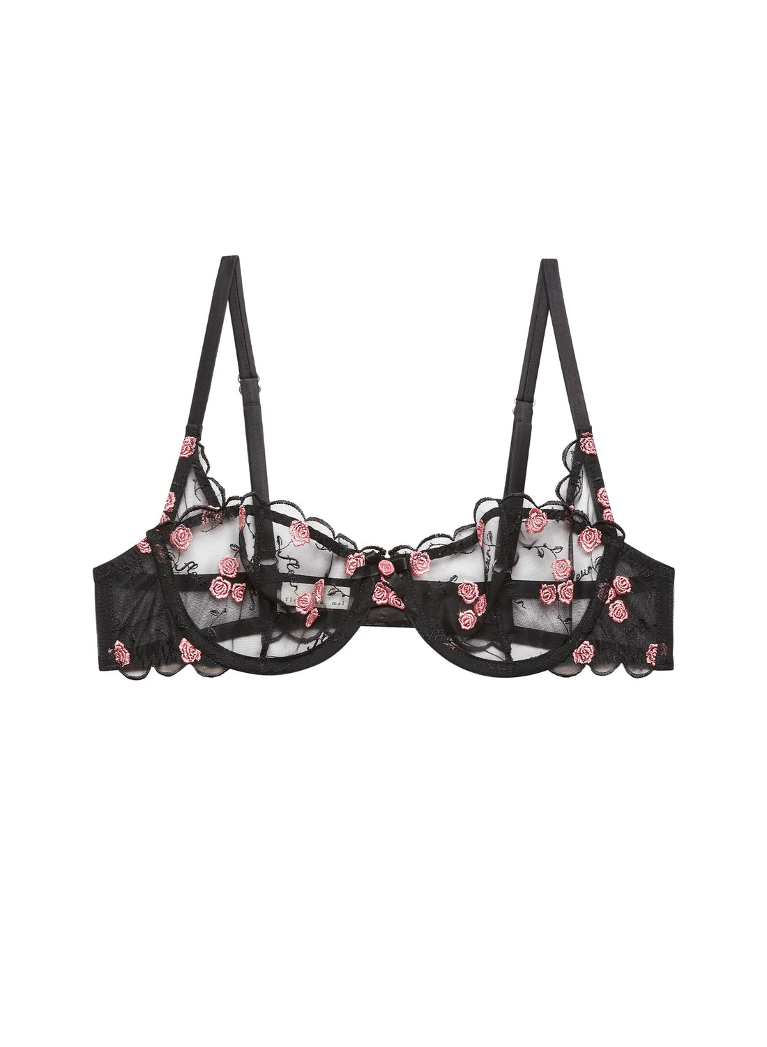 Black Rose & Vine Embroidery Balconette Bra