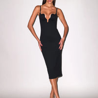 Black Seduce U-Plunge Midi Dress