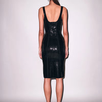 Black Sequin Knit Bodycon Midi Dress